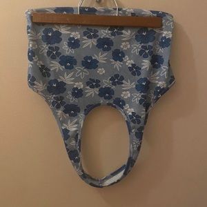 Blue Hawaiian style cropped halter top